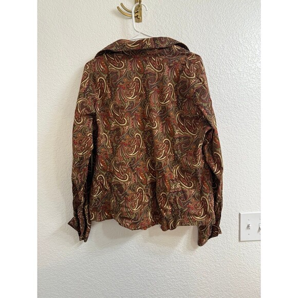 Lafayette 148 Womens Shirt Size 16 Long Sleeve V neck Button Down Paisley - Picture 2 of 5